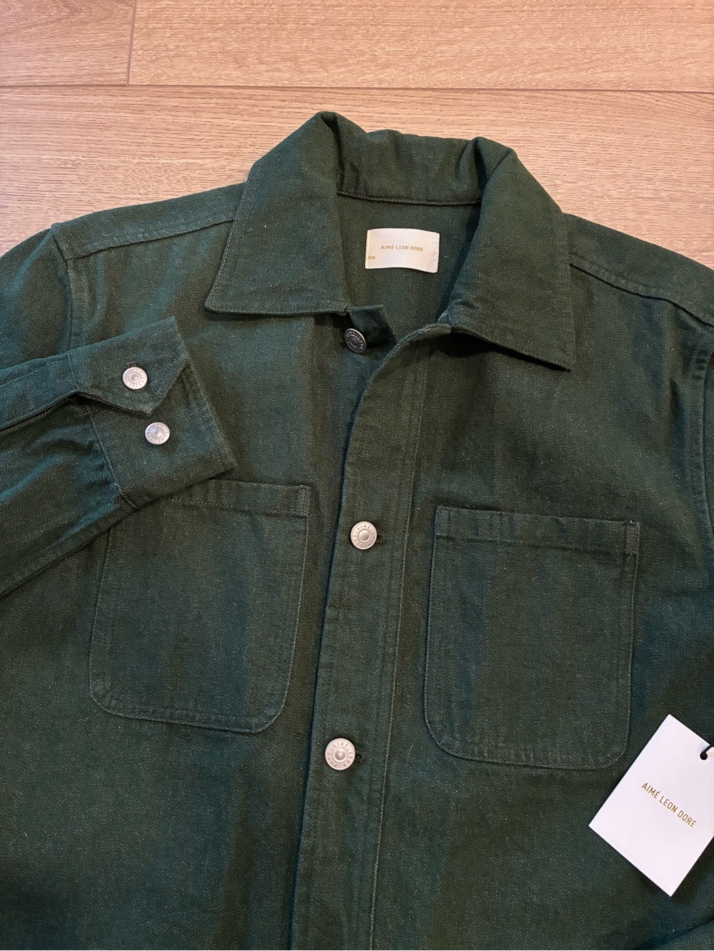 NWT Aime Leon Dore Men’s Denim Overshirt Dark Green Cotton Size F/W 21 XS